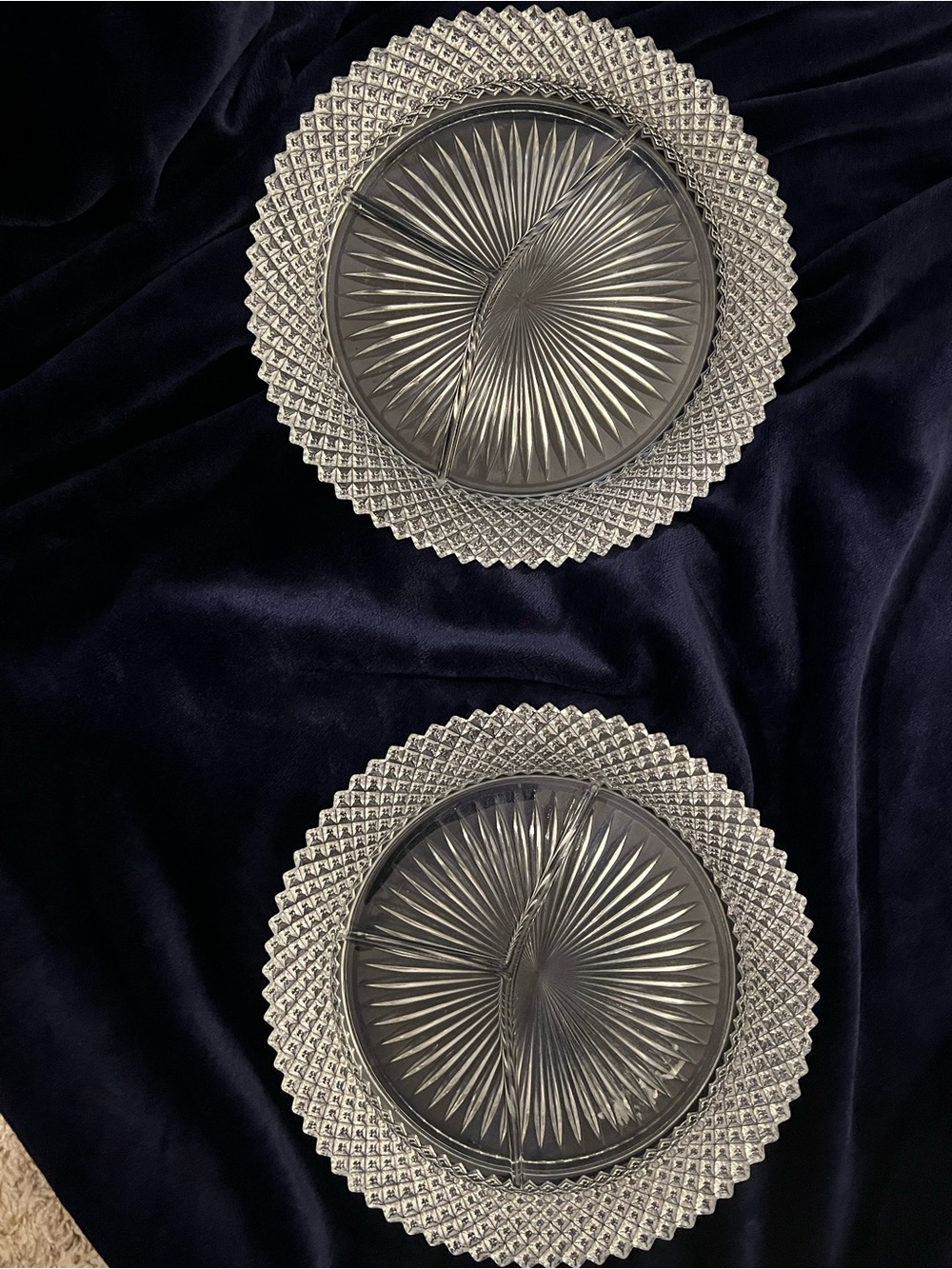 MIss America 10 1/4” Grill Divided Plates Depression Hocking Glass set of 2